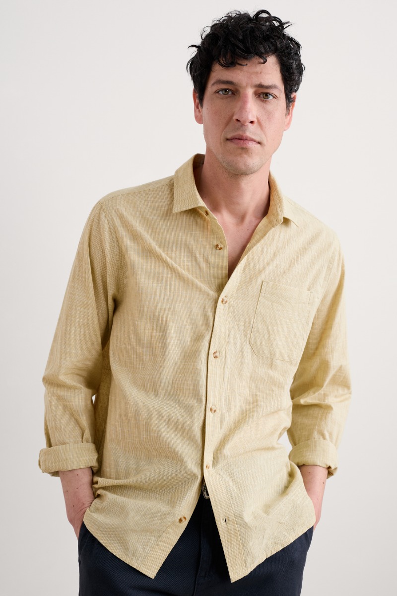 An image of Seasalt  Men's Cartographer Houndstooth Shirt in GOTS-Certified Organic Cotton 