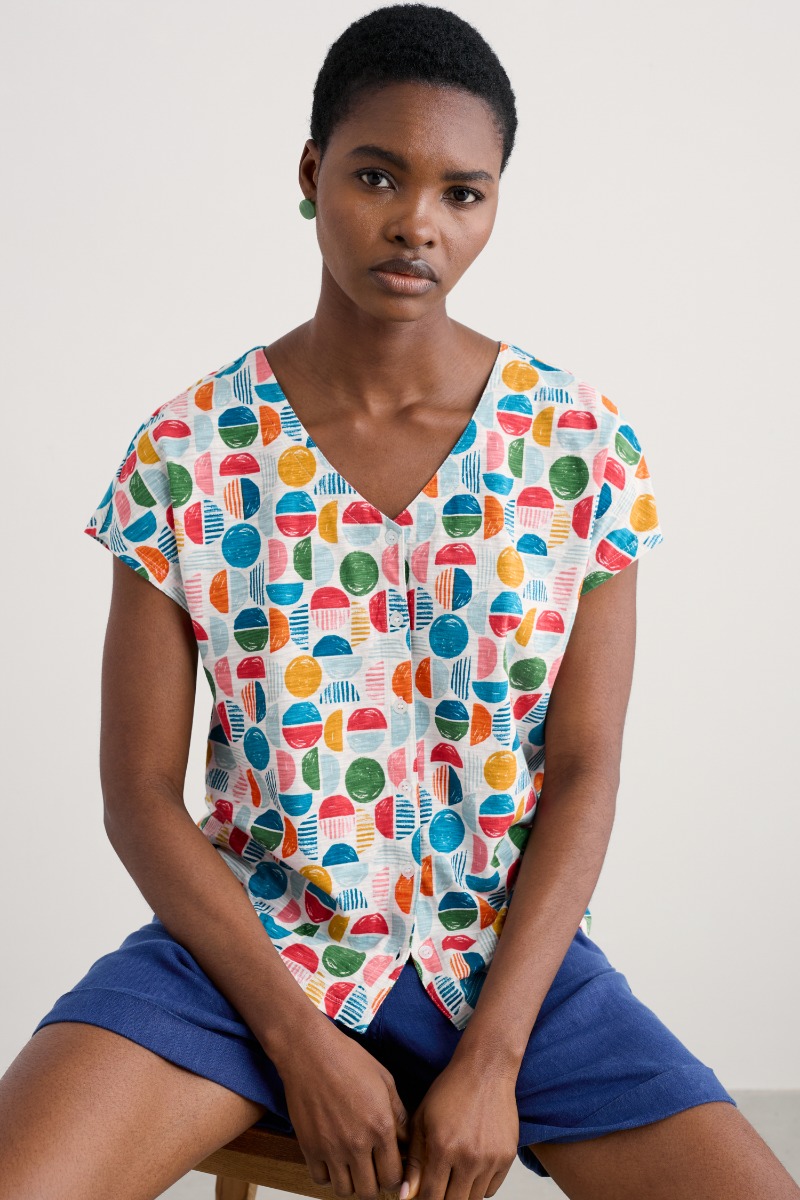 An image of Seasalt  Studio Glass V-neck Jersey Top 