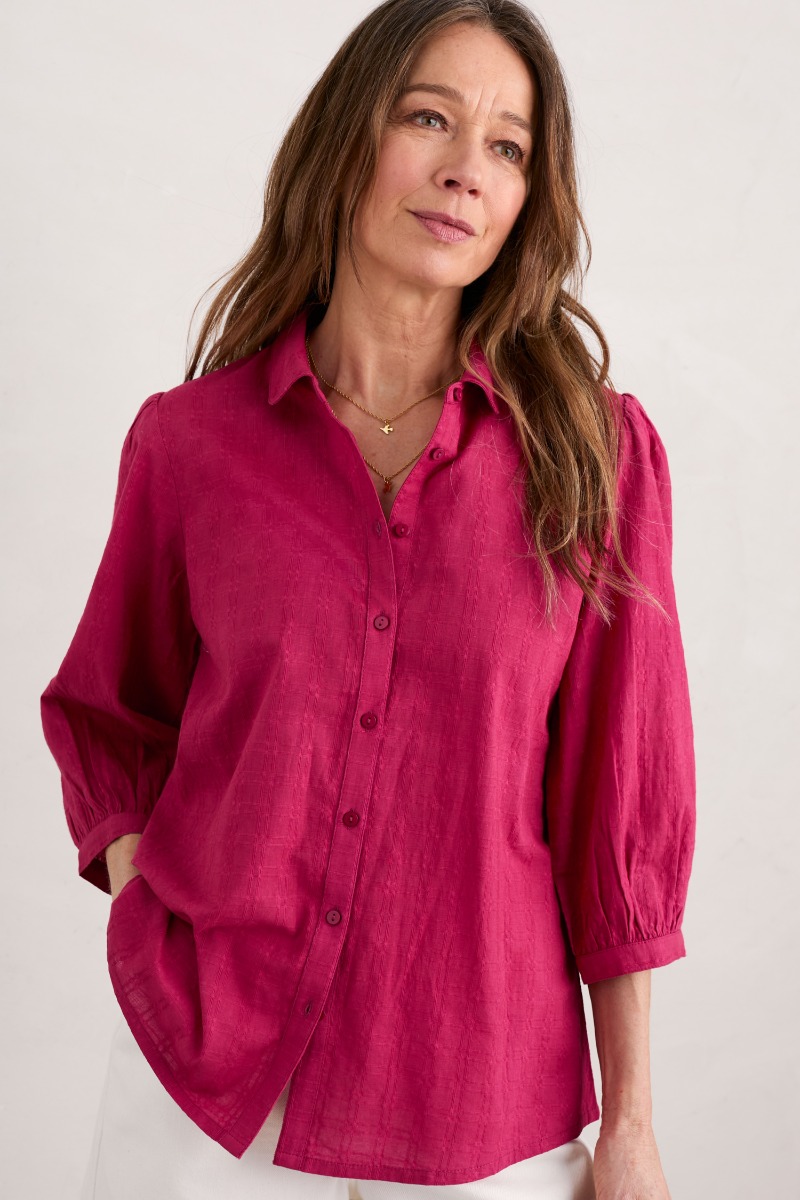 An image of Seasalt  Hope Cottage Organic Cotton Check Blouse 